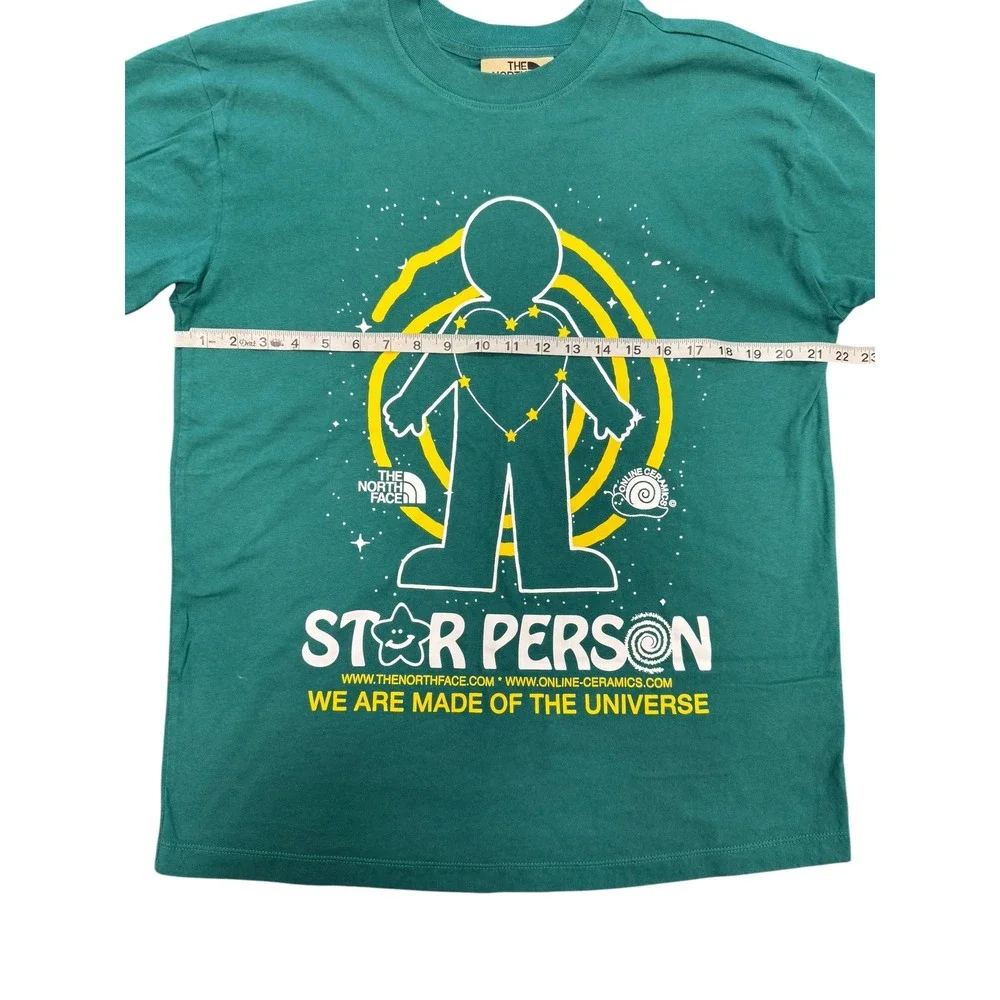 The North Face x Online Ceramics T-Shirt Mens Medium Green Excellent Star Person